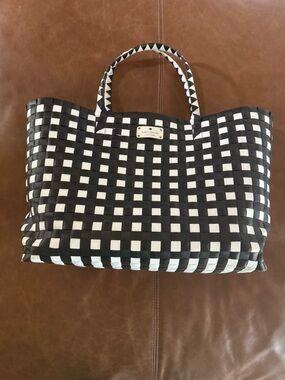 kate spade Black and White Woven Checker Tote